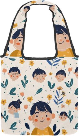 Generic Boys Grateful Father Pattern Reversible Canvas Shoulder Tote - Double-Sided Print, 12oz Cotton, 27cm Drop, Fold-Flat Bag for Travel, Shopping, Street 