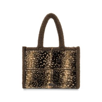 Like Dreams Womens Faux Fawn Sherpa Tote Bag In Brown