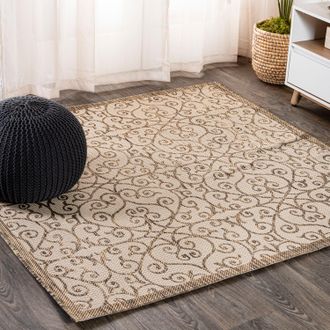 Jonathan Y Designs Madrid Vintage Filigree Textured Weave Indoor/Outdoor Square Area Rug
