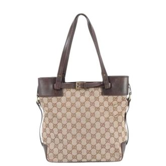 Gucci Pre-owned Tote Bags, female, Brown, Size: ONE SIZE Pre-owned GG Canvas Tote Bag