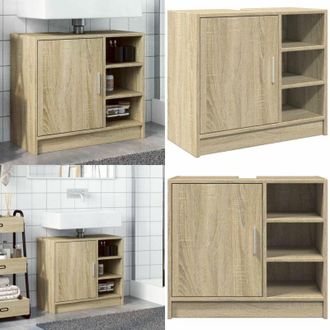 vidaXL Mobile Lavabo Rovere Sonoma 63x29x55 cm Legno Multistrato - Lavabo - Armadietto da bagno
