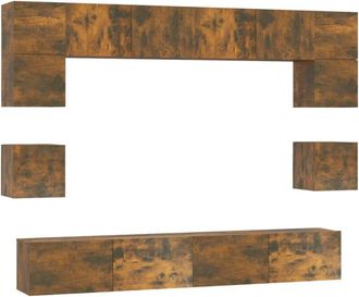 vidaXL 8 Piece TV Cabinet Set Smoked Oak Engineered Wood vidaXL