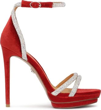 Kazar Rode sandalen met glanzende bandjes. Dit product valt klein uit. - Dames - Sandalen met hakken - Rood - 38 EU - Leer - Schoenen
