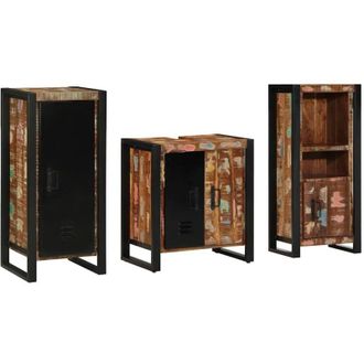 vidaXL Juego De Muebles De Ba&ntilde;o 3 Pcs Madera S&oacute;lida Recuperada Vidaxl