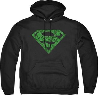 Gildan Superman St. Patrick&acute;s Day Shamrock Logo Adult Pull Over Hoodie / Hooded Sweatshirt
