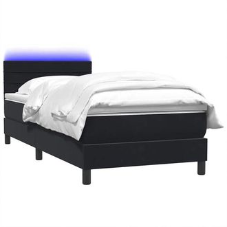 vidaXL Cama Box Spring Con Colch&oacute;n Cuero Sint&eacute;tico Negro 90x210 Cm Vidaxl