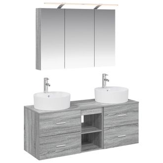 vidaXL Juego De Muebles De Ba&ntilde;o 4 Pcs Sonoma Gris Vidaxl