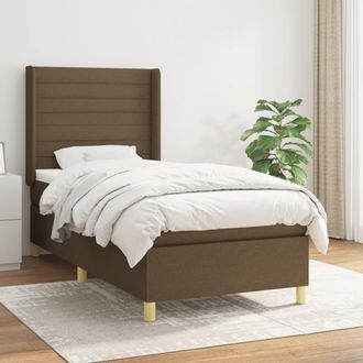 vidaXL Vidaxl - Cama Box Spring Con Colch&oacute;n Tela Marr&oacute;n Oscuro 100x200 Cm
