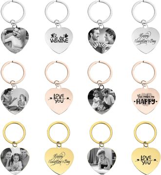 Generic Personalised Photo Keyring Custom Keychain Laser Engraved Custom Made Photo/Text Keychain with Tag Double Sided Keyring Gift for Valentines Mothers Fa