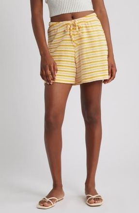 Topshop Textured Stripe Drawstring Shorts in Orange at Nordstrom Rack, Size X-Small