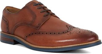 Dune London Mens Stanford - Leather Lace Up Brogues - Tan - Size UK 10