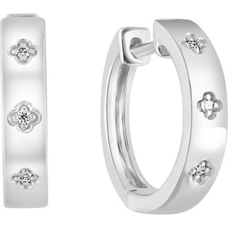 Effy Sterling Silver Diamond Huggie Hoop Earrings in Silver/White at Nordstrom Rack