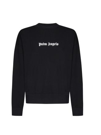 Palm Angels Black Crew Neck Sweatshirt With Contrast Logo
