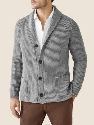 Luca Faloni Dolomiti Grey Cashmere (4-Ply) Shawl Cardigan