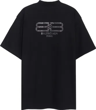 Balenciaga BB Paris Strass T-shirt Medium Fit Black Faded 739784TOVU81055
