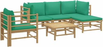 vidaXL Set De Muebles De Jard&iacute;n 6 Piezas Bamb&uacute; Con Cojines Verde Vidaxl