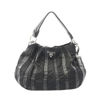 Prada Borsa a mano Pre-owned in nylon e pelle a righe - - Pre-owned - Donna - Nero - ONE SIZE
