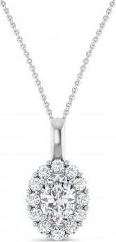 Allurez Oval Lab Grown Diamond Halo Pendant 14K White Gold (1.17ct)