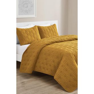 VCNY Home Kaleidoscope Embossed Geometric Quilt Set - King in Gold at Nordstrom Rack