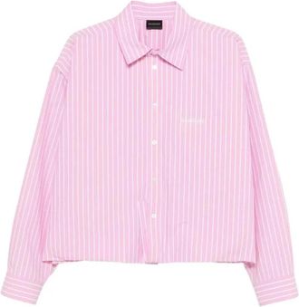 Balenciaga Cropped Shirt in Katoen Poplin - Dames - Overhemden - Roze - S - Katoen - Overhemden