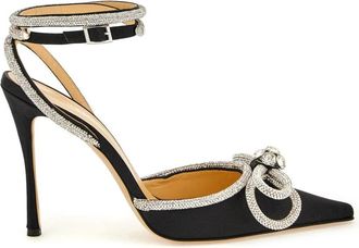 Mach & Mach Kristal-versierde satijnen pumps - Dames - Pumps - Zwart - 39 EU - Satijn - Schoenen