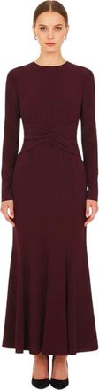 Alberta Ferretti Burgundy Crew Neck Midi Dress