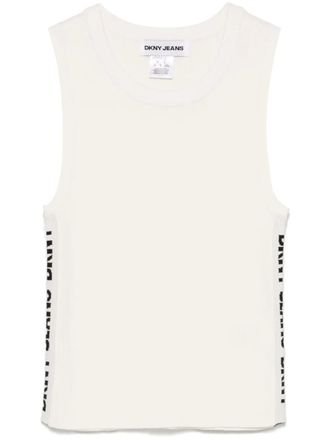 DKNY logo-trim vest - women - Nylon/Cotton - M - White