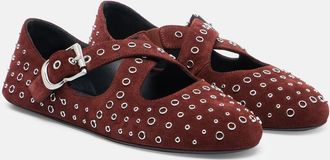 Alaia Ala&iuml;a Embellished suede ballet flats