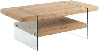 Oresteluchetta Mesa De Centro De Vidrio Y Madera Acabado Roble 120x60cm Amarillo