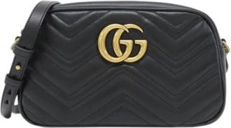 Gucci Pre-owned Borsa a Spalla GG Marmont in Pelle Trapuntata Chevron - - Pre-owned - Donna - Nero - ONE SIZE