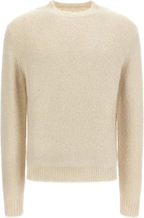 Jil Sander Midweight wollen blend trui met ronde hals - Heren - Ronde hals truien - Wit - XL - Wol - Truien & Vesten