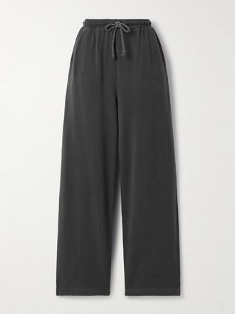 The Elder Statesman Pantaloni Sportivi A Gamba Larga In Misto Cotone E Cashmere Daily - Grigio