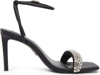 Steve Madden Sandaal met strass in zwart/zilver - Dames - Sandalen met hakken - Zwart - 37 1/2 EU - Schoenen