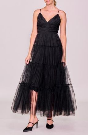 Melloday Sleeveless Tiered Tulle Gown in Black at Nordstrom Rack, Size X-Small