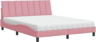 vidaXL Vidaxl - Cama Con Colch&oacute;n Terciopelo Rosa 160x200 Cm