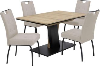 Hela Essgruppe »EBRO« Set, 5 Stk. tlg. Mit Synchronauszug, Vierfussstuhl XL Sitzbreite, Federkorb, Griff