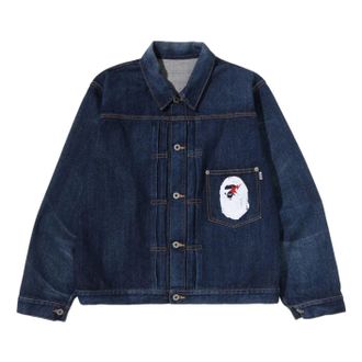 A Bathing Ape Ape Head Denim Jacket Navy 0ZXLJMX00140QNYX