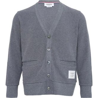 Thom Browne Cardigans, male, Gray, Size: XL V Neck Cardigan