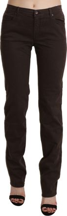 Ermanno Scervino Womens Straight Leg Pants - Dark Brown Cotton - Size 32 (Waist)
