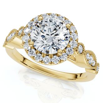 Pompeii3 Certified 1 1/3Ct Diamond Round Engagement Ring 14k Gold or Platinum Lab Grown