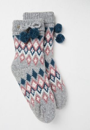 Fat Face FatFace Grey Fairisle Pattern Bedsocks