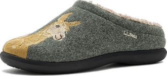 L.L.Bean Daybreak Scuff Motif 2 Womens Slippers Green/Llamas : 10 B - Medium, Wool