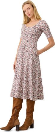 Pact Fit & Flare Signature Scoop Dress Made With Organic Cotton in Paradise Petals Cream at Nordstrom, Size X-Small