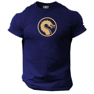 Generic Dragon T Shirt Gym Clothing Bodybuilding Training Workout Exercise Fitness Boxing MMA Top (UK, Alpha, L, Regular, Regular, Navy)
