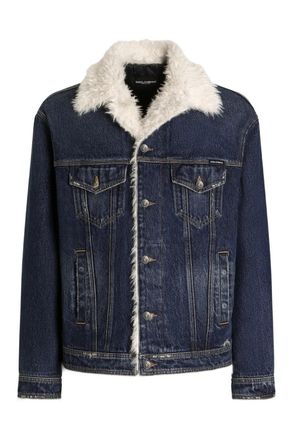 Dolce & Gabbana SHERPA LINED DENIM JACKET Size: 48, colour: BLUE