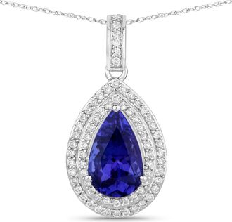 Diana M. Jewels Tanzanite ( 4A ) Pears 11.10x6.70mm ( Height: 5mm ) - 1Pc + White Diamond F/C Round 1mm ( SI-2/HI ) - 70Pcs ( J-Back )