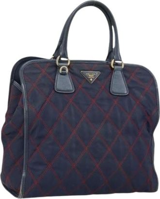 Prada Pre-owned Handbags, female, Blue, Size: ONE SIZE Pre-owned Nylon Handbag