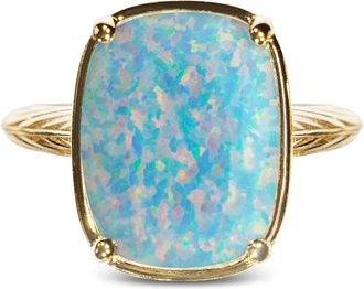 Sterling Forever Sterling Silver Icy Blue Opal Elongated Cushion Ring