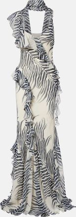 De La Vali Mayara zebra-print georgette maxi dress