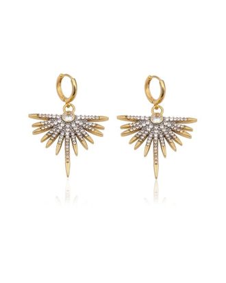 Liv Oliver 18K Plated Cz Stardust Burst Drop Earrings